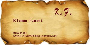 Klemm Fanni névjegykártya